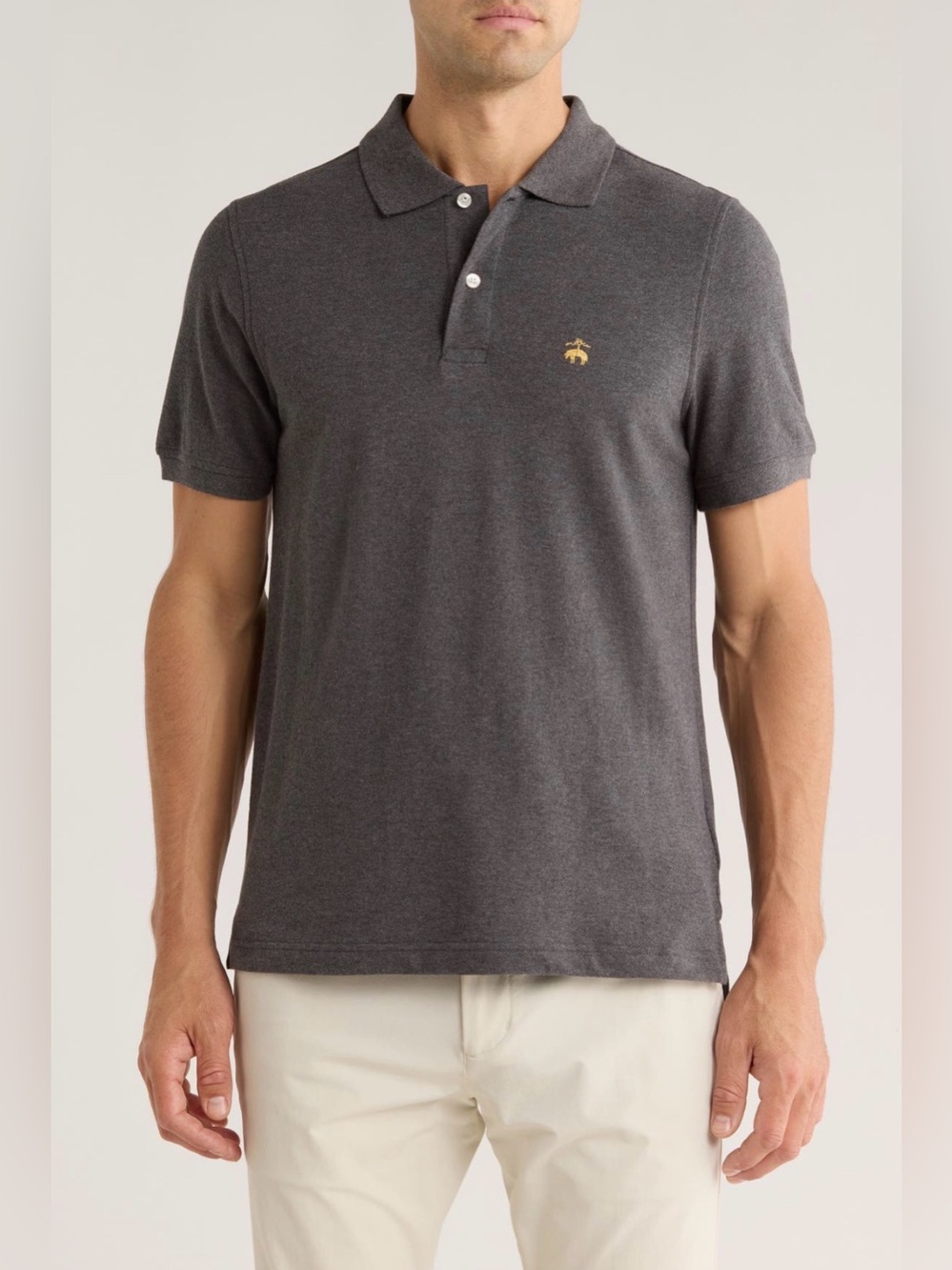 Brooks Brothers Men’s Original Fit Solid Pique Short-Sleeve Polo Large Dark Gray